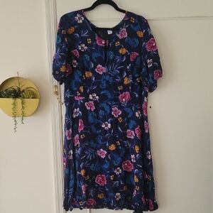 Old Navy Floral Midi Dress - Navy and Magenta